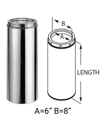 DuraTech 6 Inch Stainless Straight Pipe