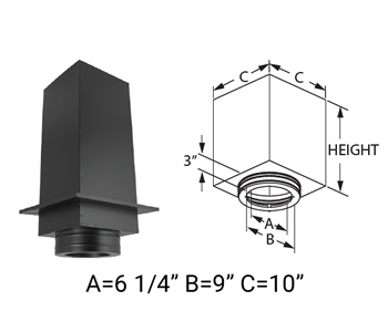 DuraVent 6DBK-ADSL DuraBlack Single Wall Snap Lock Chimney Connection  Adapter to Ceiling Support Box or Finishing Collar, 6 Inch Diameter