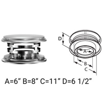 Duratech 6 inch Stainless Steel Chimney Cap | Chimney Rain Cap