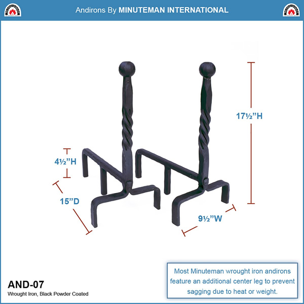 Minuteman AND-07 Ball End Andirons