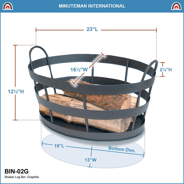 Minuteman BIN-02G Graphite Shaker Log Bin