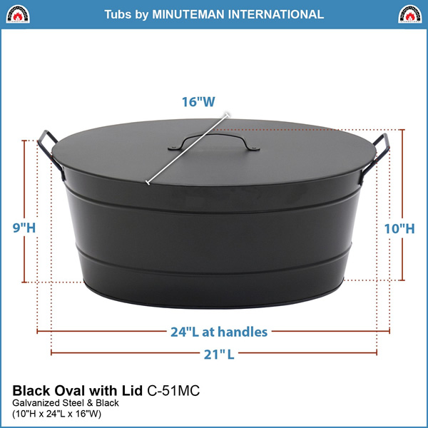 Minuteman C-51MC Black Oval Tub with Lid