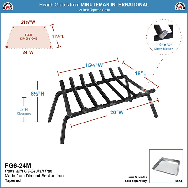 Minuteman FG6-24M 24 Inch Tapered Grate