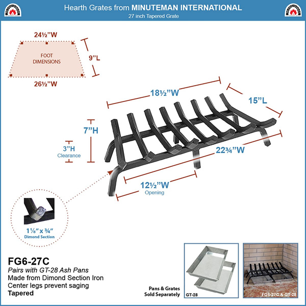 Minuteman FG6-27C 27 Inch Tapered Grate