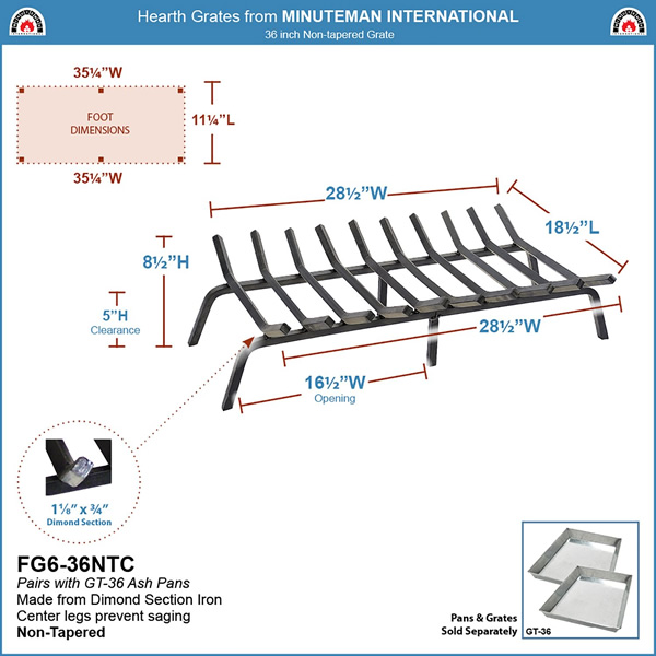 Minuteman FG6-36NTC 36 Inch Non-Tapered Grate