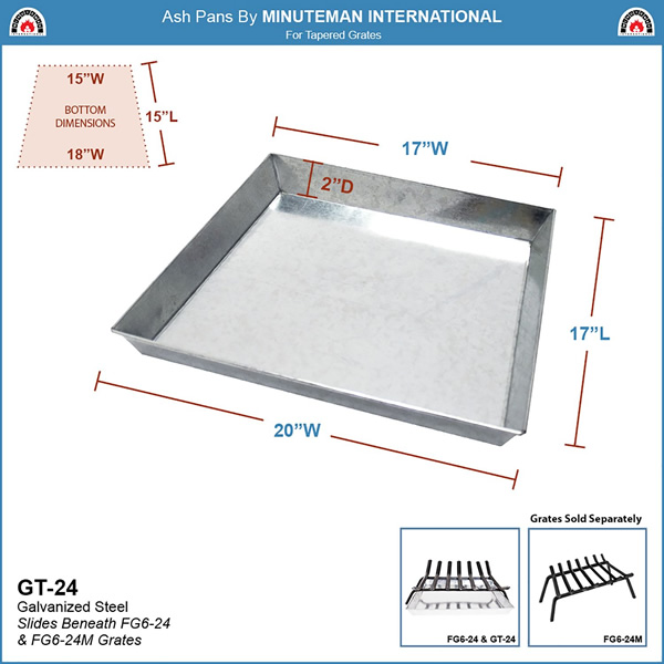 Minuteman GT-24 Ash Pan for 24 Inch Grate