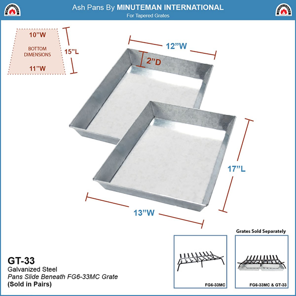 Minuteman GT-33 Ash Pan Set for 33 Inch Grate