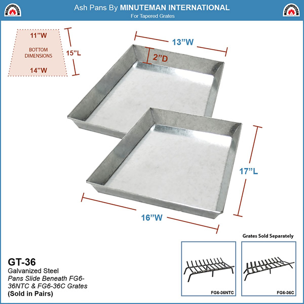 Minuteman GT-36 Ash Pan Set for 36 Inch Grate