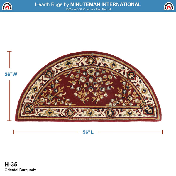 Minuteman H-35 56x26 Inch Burgundy Oriental Half Round Rug