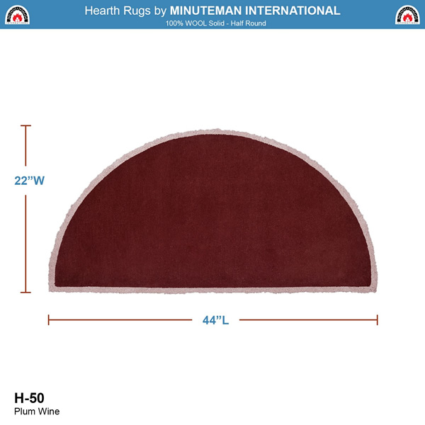 Minuteman H-50 44x22 Inch Plum Wine Half Round Rug