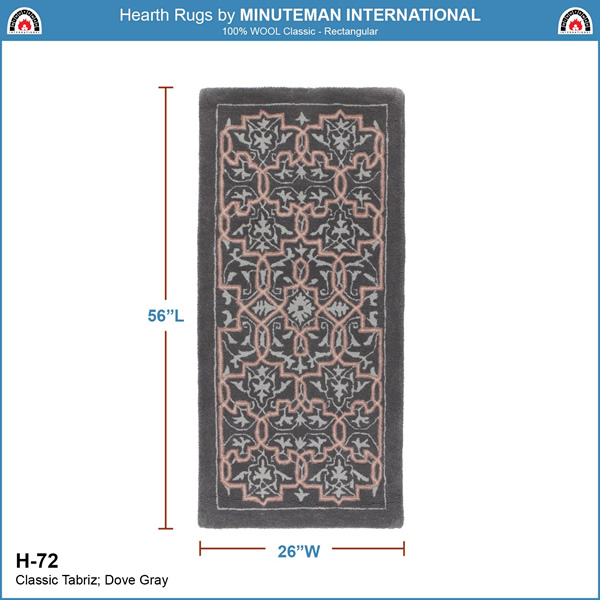 Minuteman H-72 56x26 Inch Dove Gray Tabriz Rectangular Rug