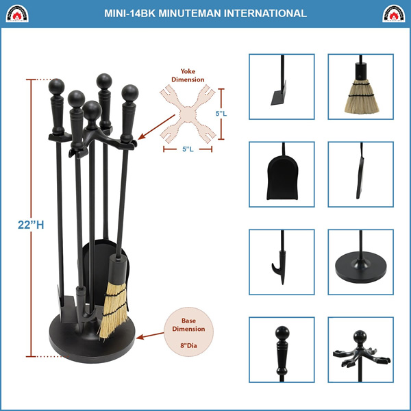 Minuteman MINI-14BK Black Paxton Mini Fireplace Tool Set