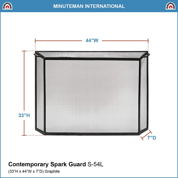 Minuteman S-54L 44x33 Inch Contemporary Spark Guard Fireplace Screen