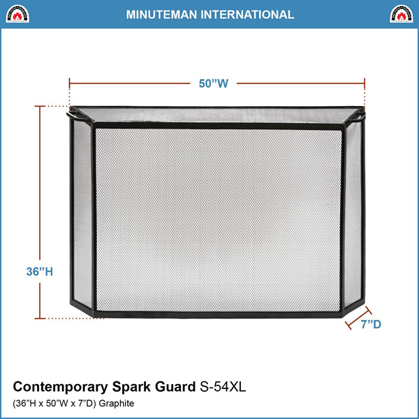 Minuteman S-54XL 50x36 Inch Contemporary Spark Guard Fireplace Screen