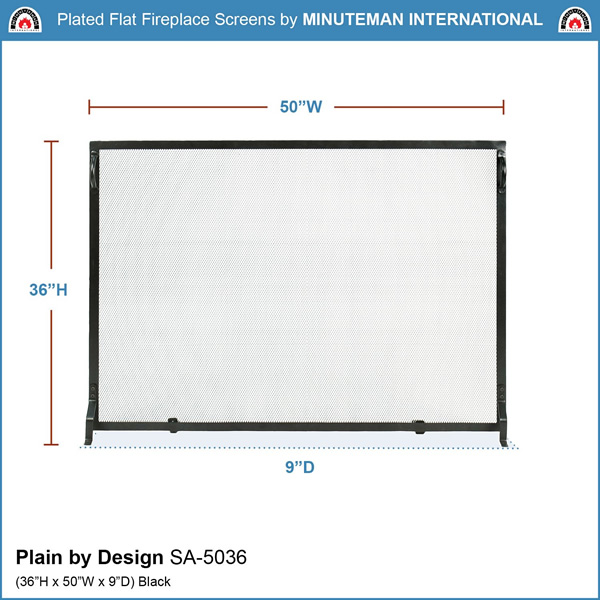 Minuteman SA-5036 50x36 Inch Plain By Design Flat Fireplace Screen