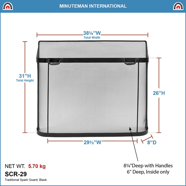 Minuteman SCR-29 38x31 Inch Traditional Spark Guard Fireplace Screen