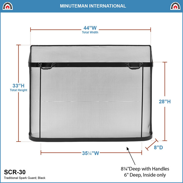 Minuteman SCR-30 44x33 Inch Traditional Spark Guard Fireplace Screen