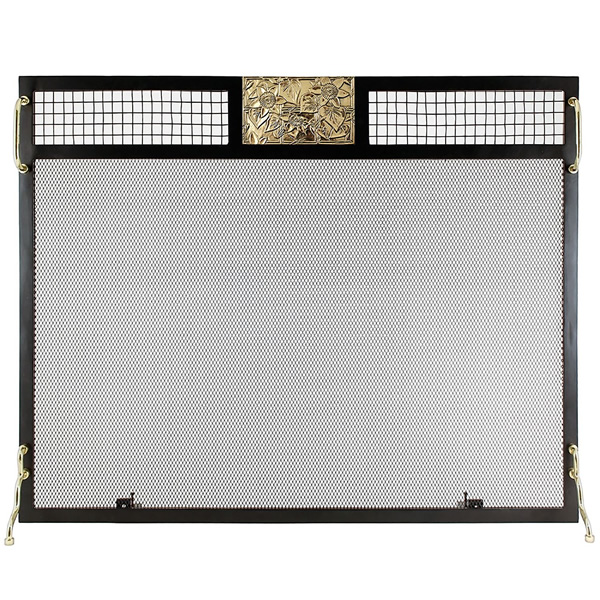 Minuteman SES-3830PC Polished Brass Clematis Emblem Fireplace Screen