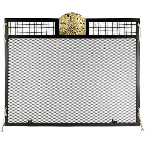 Minuteman SES-3830PP Polished Brass Pineapple Emblem Fireplace Screen