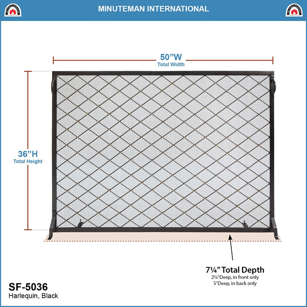 Minuteman SF-5036 50x36 Inch Harlequin Flat Fireplace Screen