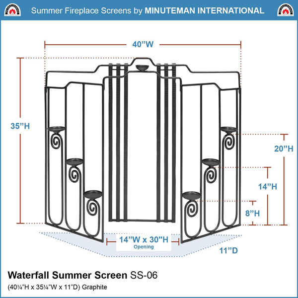 Minuteman SS-06 Waterfall Summer Fireplace Screen