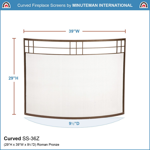 Minuteman SS-36Z Arts and Crafts Curved Fireplace Screen