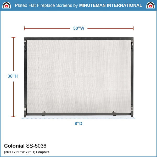 Minuteman SS-5036 50x36 Inch Colonial Flat Fireplace Screen