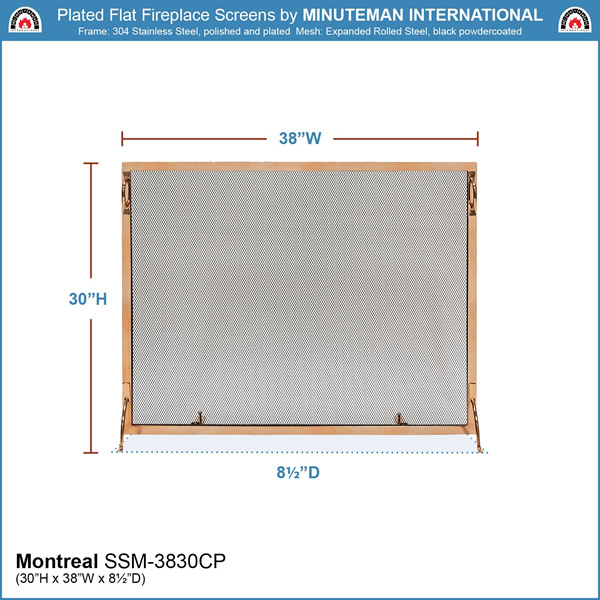 Minuteman SSM-3830CP 38x30 Inch Montreal Copper Fireplace Screen