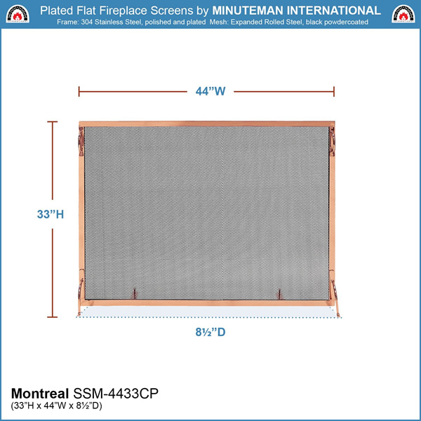 Minuteman SSM-4433CP 44x33 Inch Montreal Copper Fireplace Screen