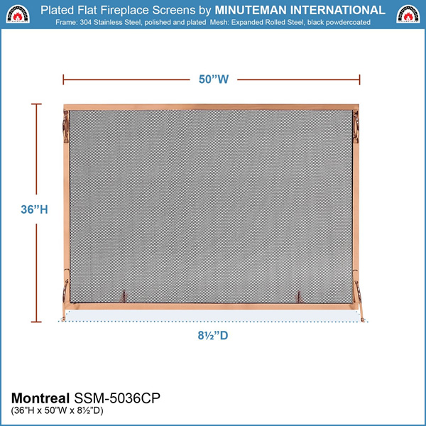 Minuteman SSM-5036CP 50x36 Inch Montreal Copper Fireplace Screen