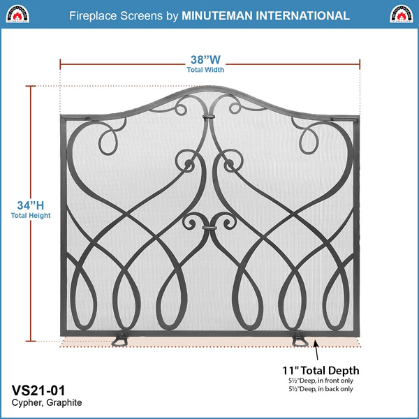 Minuteman VS21-01 Graphite Cypher Flat Fireplace Screen