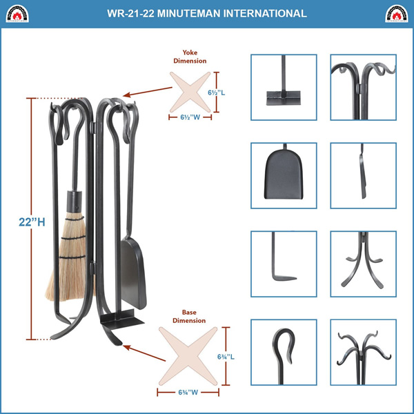 Minuteman WR-21-22 Shepherds Hook Mini Fireplace Tool Set