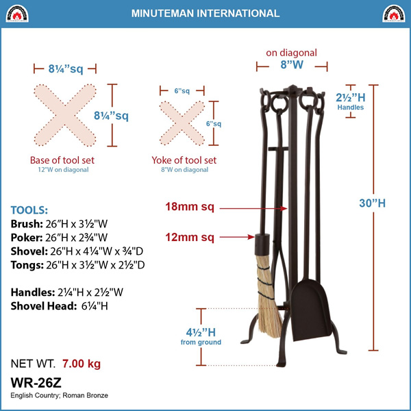 Minuteman WR-26Z Roman Bronze English Country Tool Set