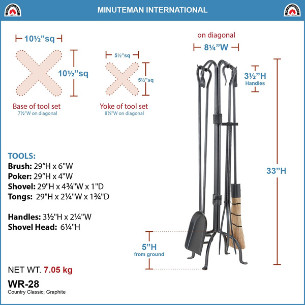 Minuteman WR-28 Country Classic Fireplace Tool Set