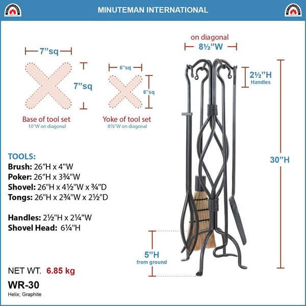 Minuteman WR-30 Helix Fireplace Tool Set