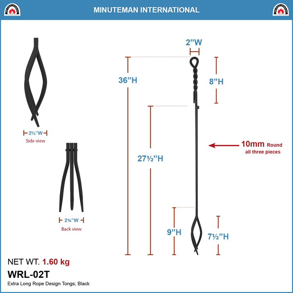 Minuteman WRL-02T Rope Design Xtra Long Tongs