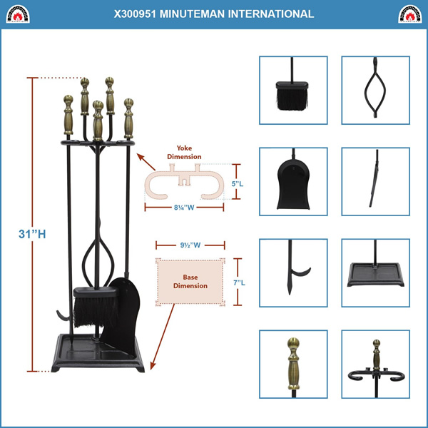 Minuteman X300951 Black with Antique Brass Westminster Tool Set