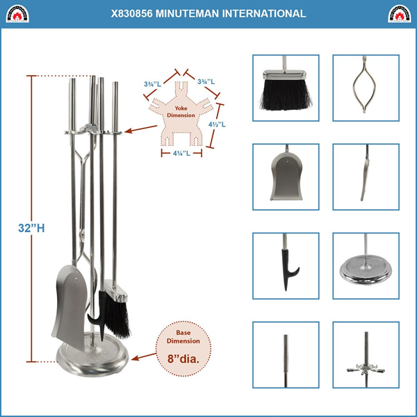 Minuteman X830856 Brushed Steel Neoclassic Tool Set