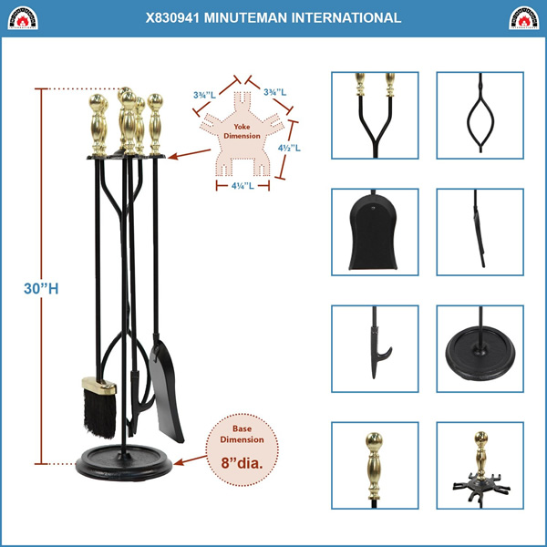 Minuteman X830941 Black with Polished Brass Sutton Tool Set