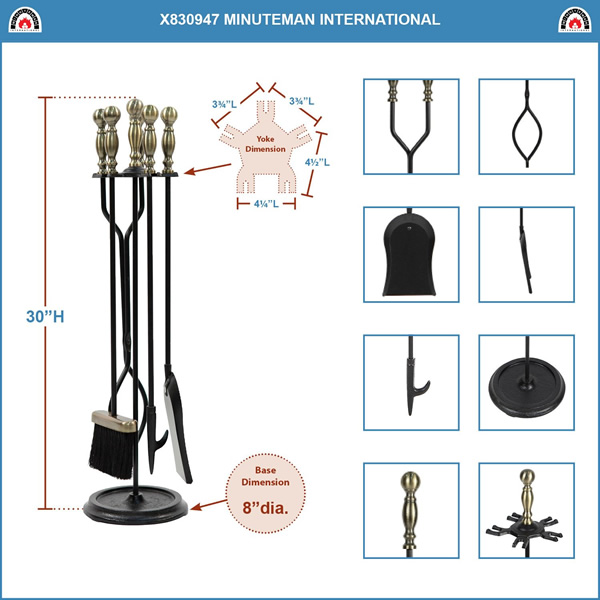 Minuteman X830947 Black with Antique Brass Sutton Tool Set