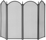 4 Panel Black Fireplace Screen