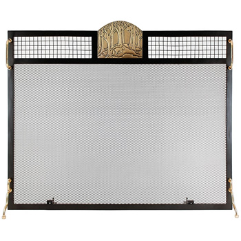 Minuteman SES-3830AF Antique Brass Forest Fox Emblem Fireplace Screen