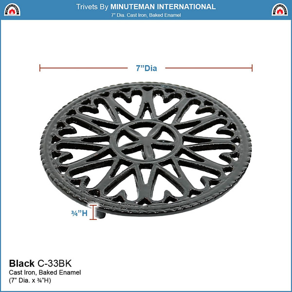 Minuteman C-33BK Black Sunburst Trivet