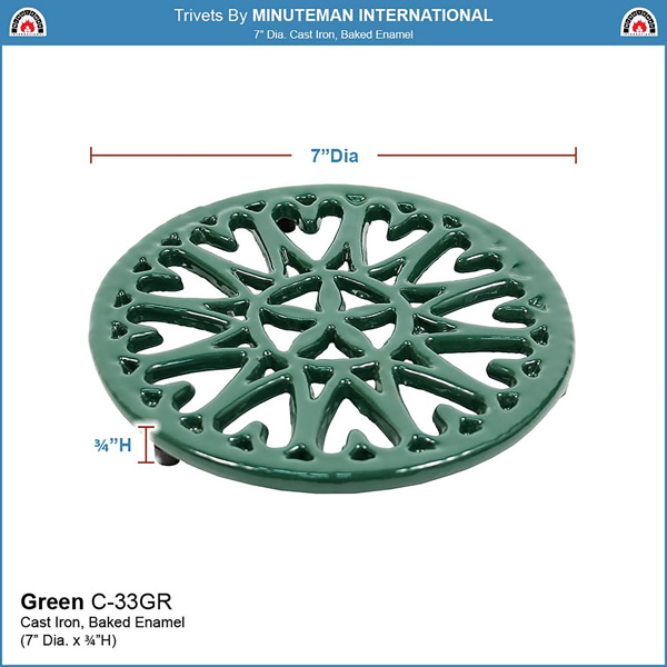 Minuteman C-33GR Green Sunburst Trivet