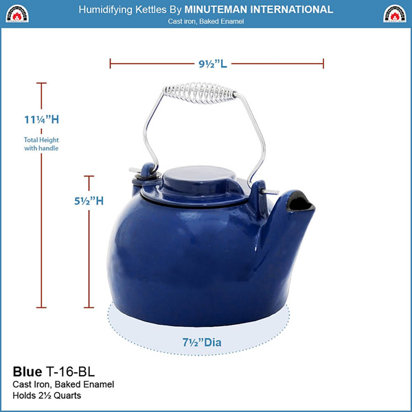 Minuteman T-16-BL Blue Enameled Humidifying Kettle